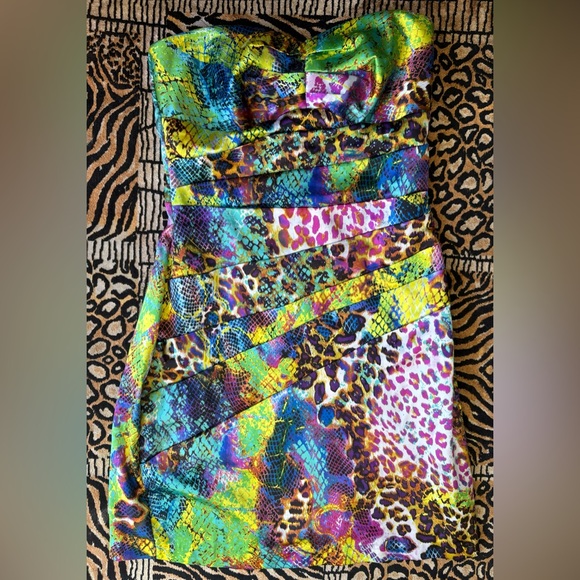 Teeze Me Leopard Strapless & Mini Dresses Sheer Multicolor (5) - Picture 7 of 10
